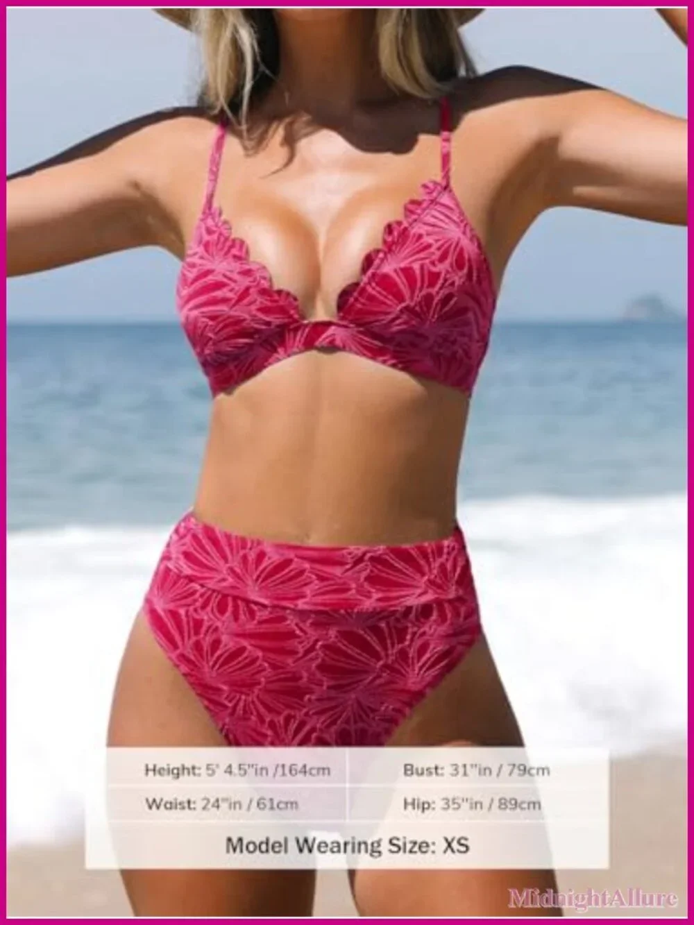 CUPSHE Women's High Waisted Scalloped Two Piece Bikini Swimsuit Set with